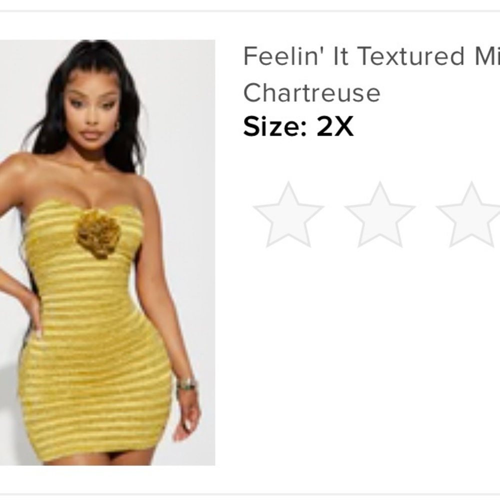 Fashion Nova Feelin’ It Textured Mini Dress 2X Chartreuse Gold NWT